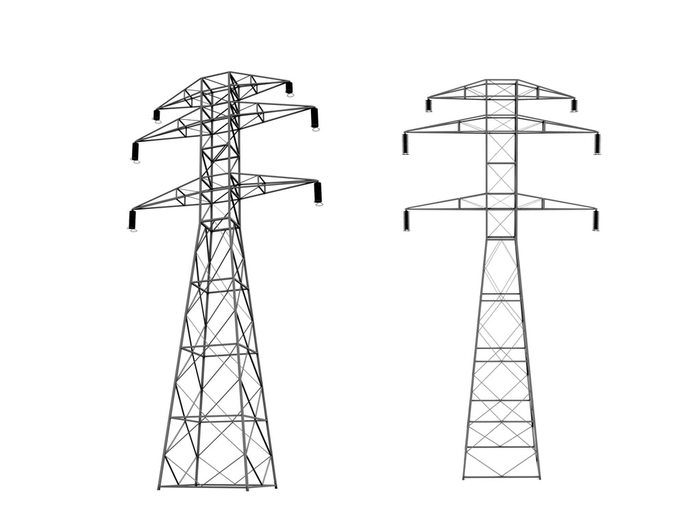 3D power towers isolated over a white background 3D power towers isolated over a white background